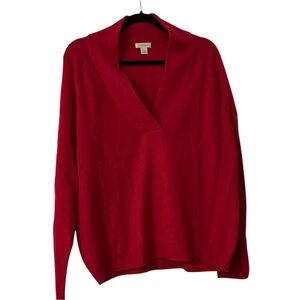 Sundance Catalog Bold Red “Zadie Cashmere Sweater” V-Neck Sweater